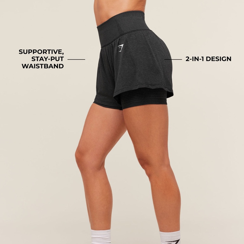 GYMSHARK VITAL 2-IN-1 SHORT Breathable & sweat-wicking Waist-snatching Waistband - Picture 8 of 13